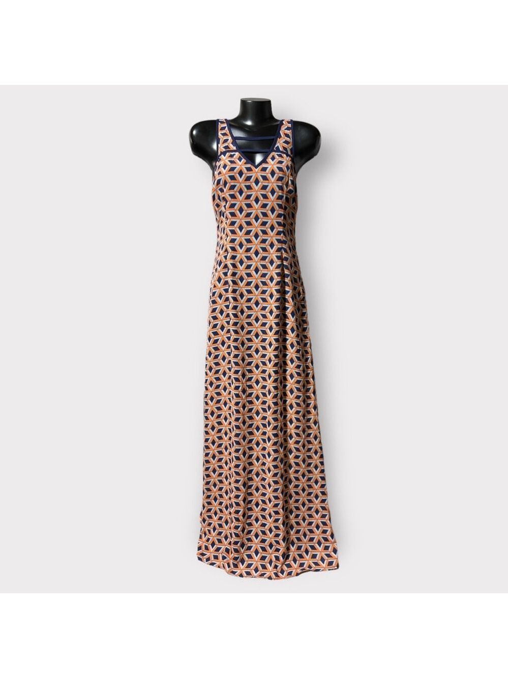 Sugar Lips Y2K Chiffon Maxi Dress Womens Medium Sleeveless Geo Print Dopamine